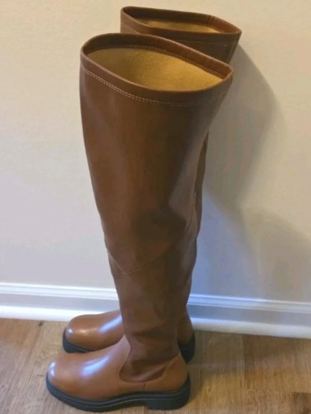 Charles David Erratic Faux Leather Over The Knee Cognac Colored Boots Size: 6